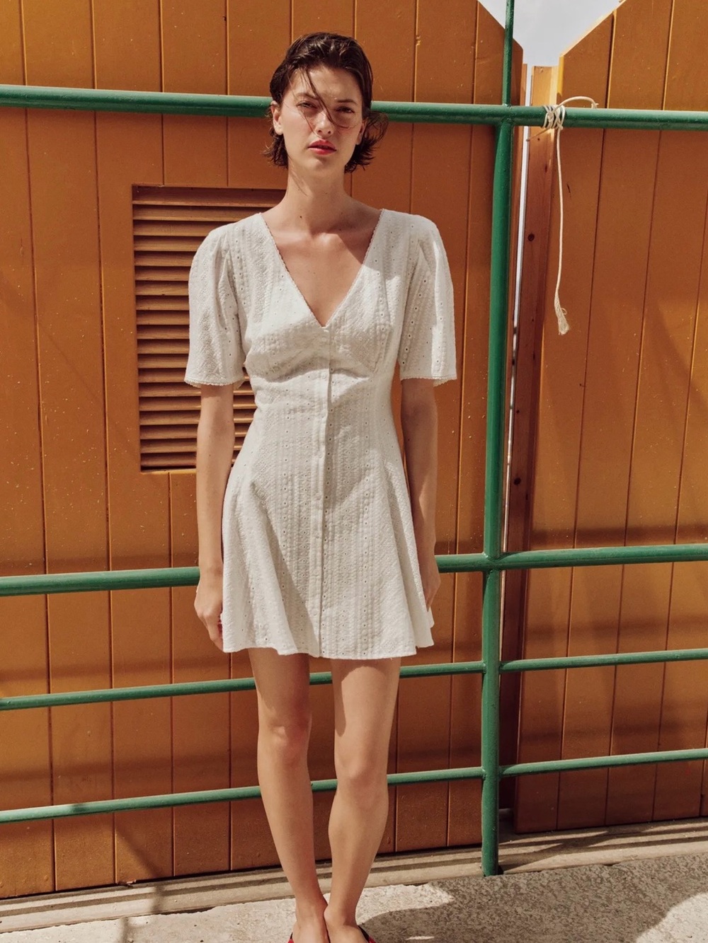 Zara Short Embroidered Eyelet Dress NWT